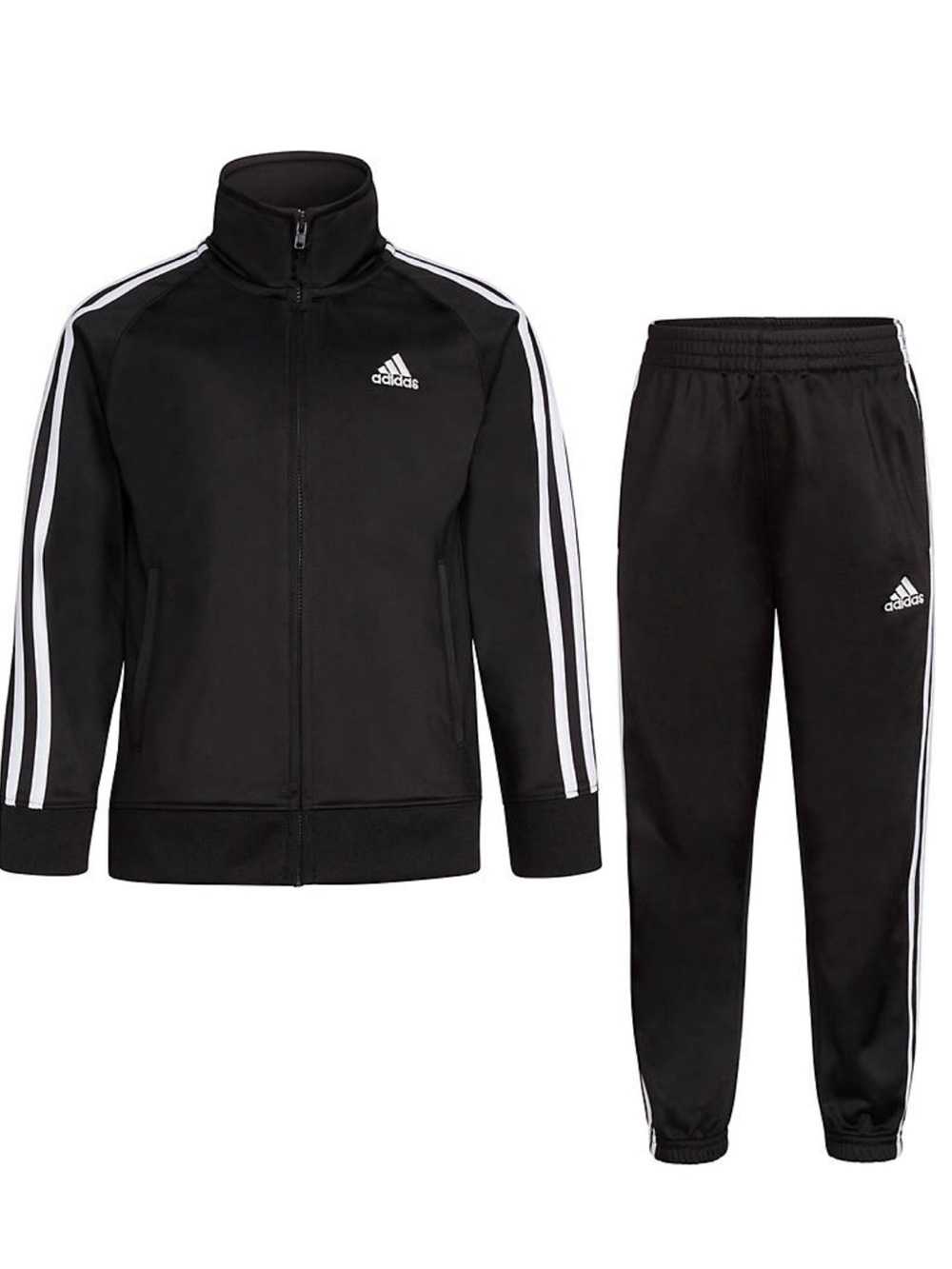 Adidas Boys Black Tracksuit with White Stripes
